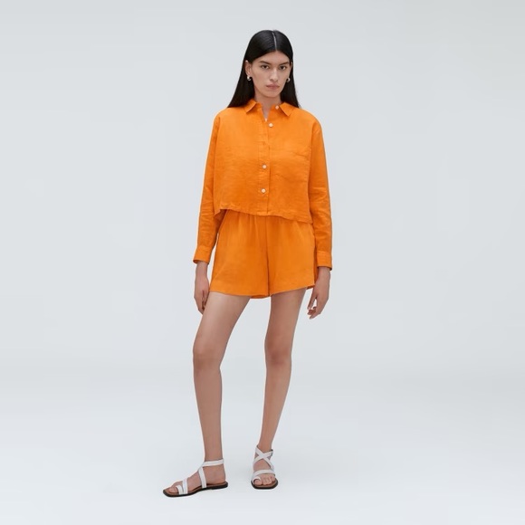 Everlane NWT cropped linen orange turmeric shirt - Picture 3 of 5